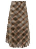 Matchesfashion.com Sara Lanzi - Checked Brushed Wool-blend Skirt - Womens - Black Cream