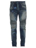 Matchesfashion.com Balmain - Stonewashed Distressed Biker Jeans - Mens - Blue
