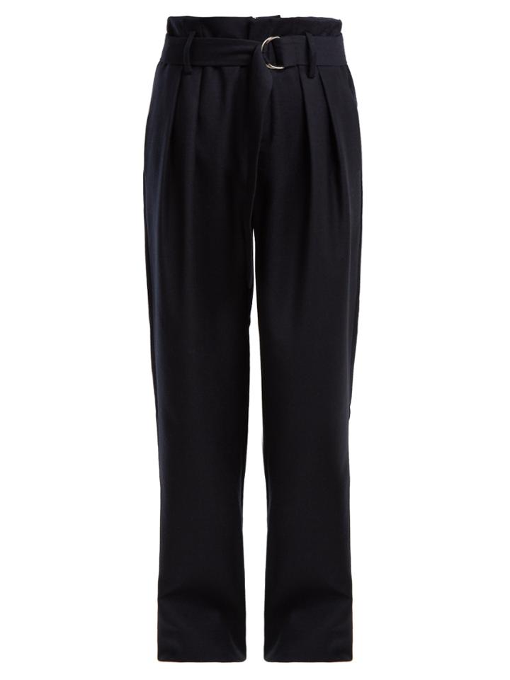 Frame High-rise Wide-leg Wool Trousers