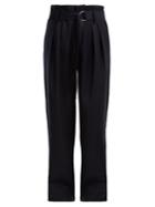 Frame High-rise Wide-leg Wool Trousers