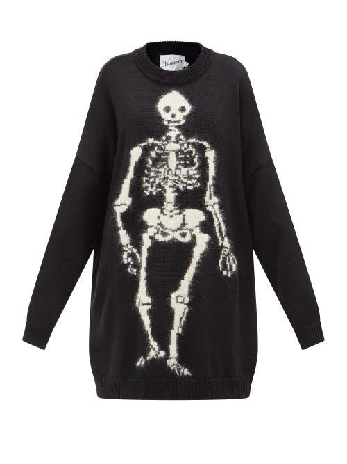 Vaquera - Skeleton Oversized Wool-blend Sweater - Womens - Black