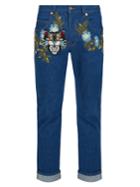 Gucci Floral-embroidered Mid-rise Tapered-leg Jeans