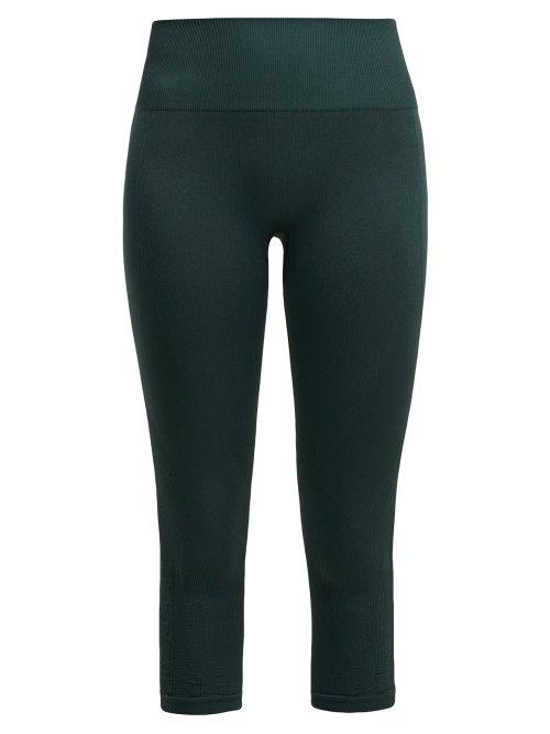 Matchesfashion.com Pepper & Mayne - Margot Cropped Rib Knit Leggings - Womens - Dark Green