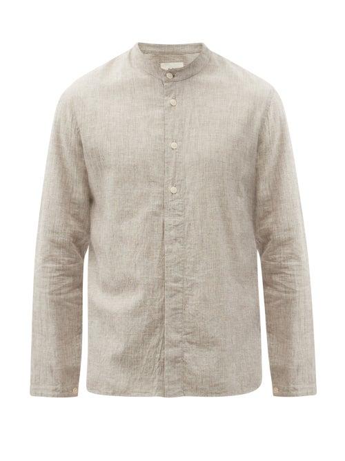 Matchesfashion.com Folk - Nailhead-jacquard Cotton-blend Calico Shirt - Mens - Brown