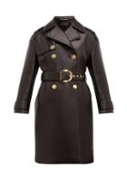 Matchesfashion.com Versace - Leather Coated Neoprene Padded Trench Coat - Womens - Black