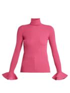 Matchesfashion.com Valentino - Ribbed Knit Roll Neck Sweater - Womens - Pink