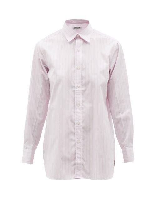 Charvet - Striped Cotton-poplin Pyjama Shirt - Womens - Pink Stripe