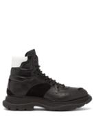 Matchesfashion.com Alexander Mcqueen - Chunky-sole Leather And Suede Boots - Mens - Black