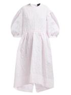 Matchesfashion.com Simone Rocha - Puffed Sleeve Floral Cloqu Dress - Womens - Light Pink