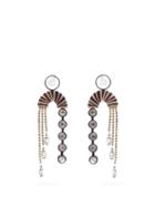 Matchesfashion.com Maryjane Claverol - Alpha Crystal-embellished Drop Earrings - Womens - Pink Multi