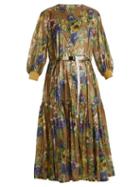 Matchesfashion.com Toga - Belted Floral Print Nylon Dress - Womens - Green Multi