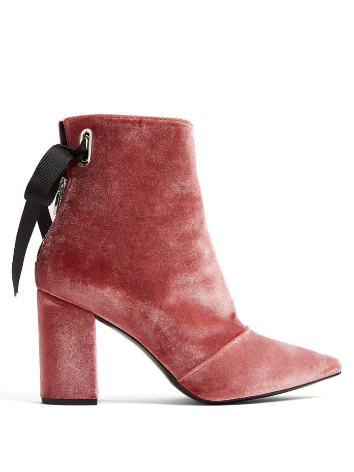 Robert Clergerie X Self Portrait Karlit Velvet Ankle Boots