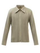 Homme Pliss Issey Miyake - Zipped Technical-pleated Shirt - Mens - Green