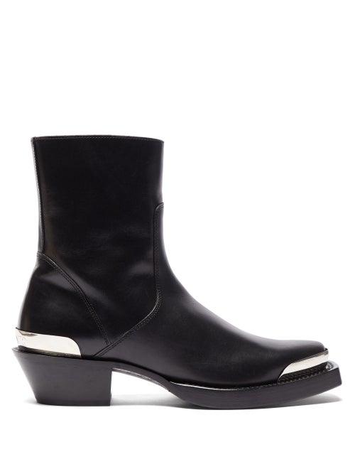 Matchesfashion.com Vetements - Toe Cap Leather Ankle Boots - Mens - Black