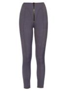 Matchesfashion.com Lisa Marie Fernandez - Yoke Zip Front High Waisted Leggings - Womens - Dark Denim