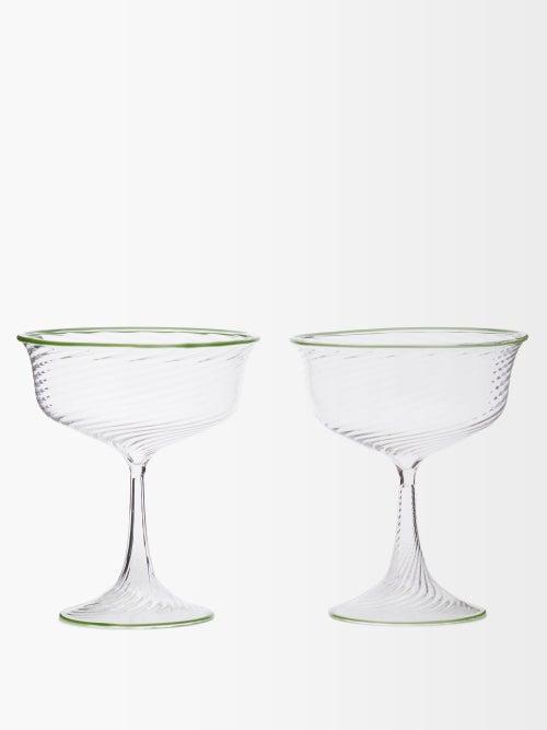 Campbell-rey - X Laguna B Set Of Two Cosima Coupes - Green Multi