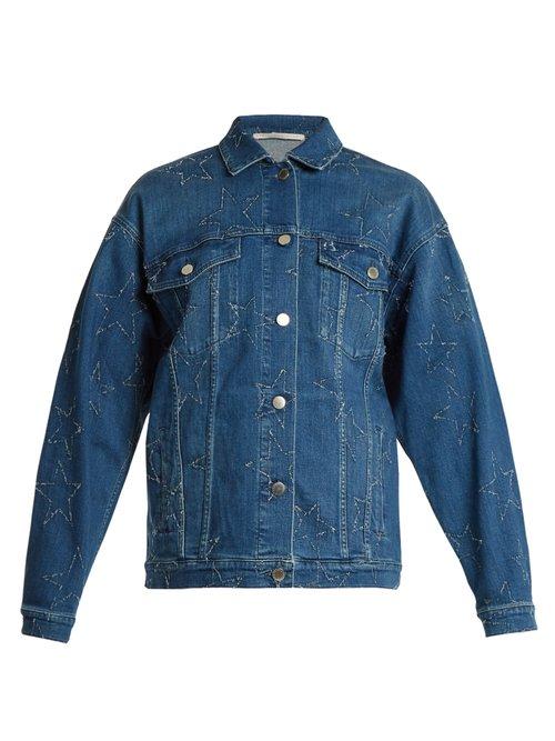 Matchesfashion.com Stella Mccartney - Oversized Star Embroidered Denim Jacket - Womens - Denim