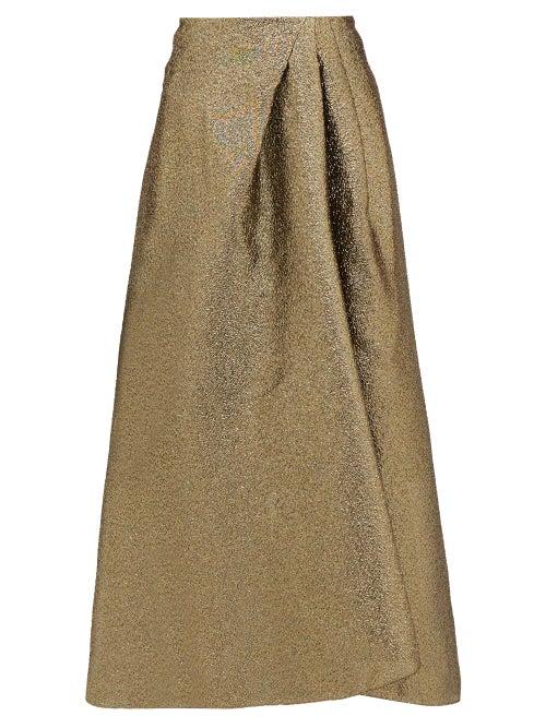 Matchesfashion.com Roland Mouret - Mulligan Lam Cloqu Skirt - Womens - Gold