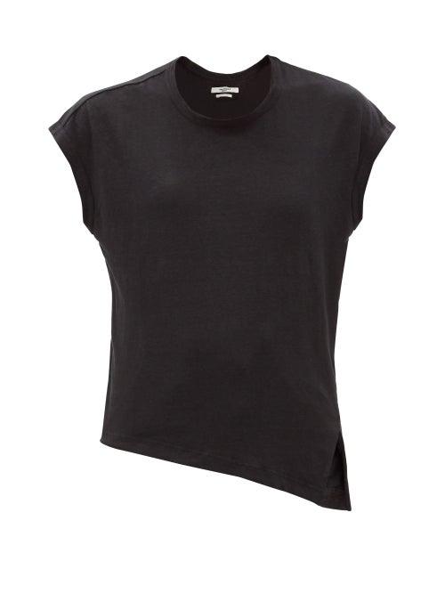 Matchesfashion.com Isabel Marant Toile - Kella Slit-hem Linen-jersey T-shirt - Womens - Black