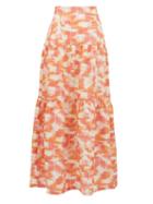 Matchesfashion.com Three Graces London - Francesca Abstract Ikat-print Linen Maxi Skirt - Womens - Red Print