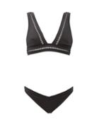 Matchesfashion.com Zimmermann - Bellitude Bar-embroidered Bikini - Womens - Black