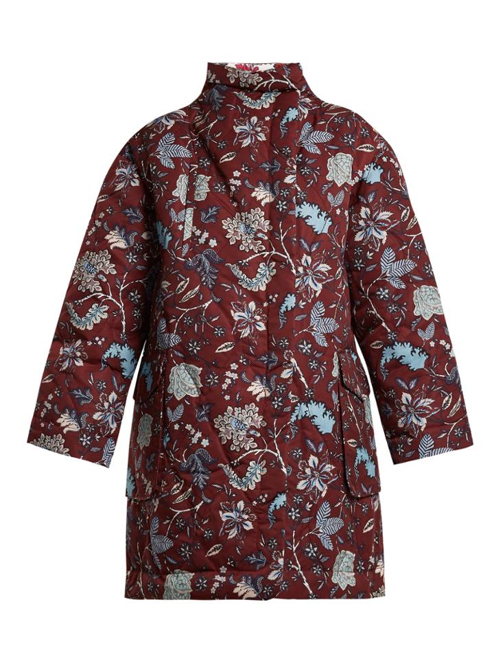 Diane Von Furstenberg Canton-print Stand-collar Shell Coat