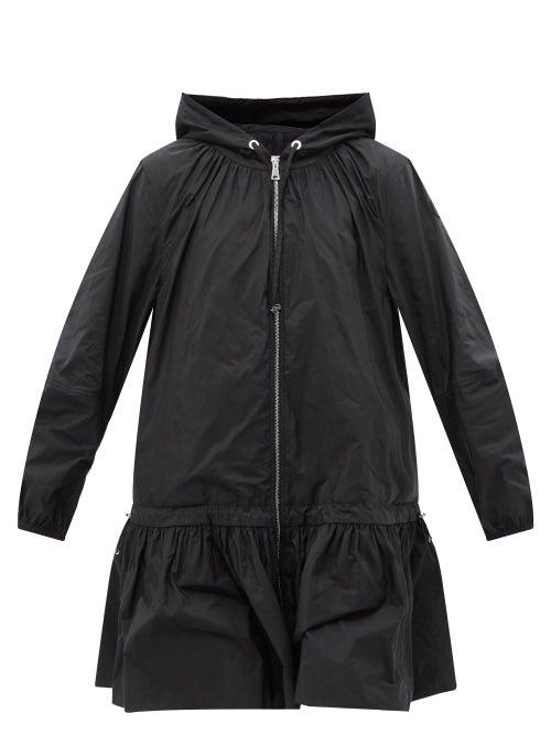 Moncler - Bernieres Peplum-hem Hooded Taffeta Parka - Womens - Black