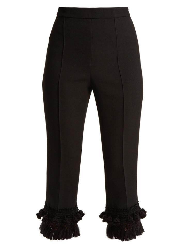 Andrew Gn Tassel-hem Wool-blend Crepe Cropped Trousers