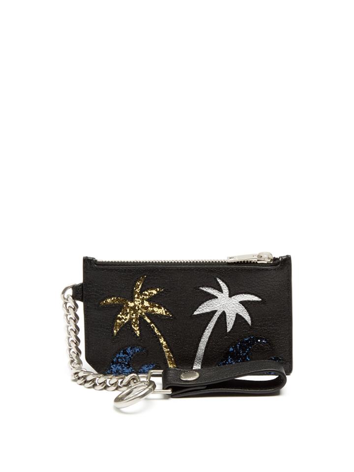 Saint Laurent Palm Tree-embellished Leather Cardholder