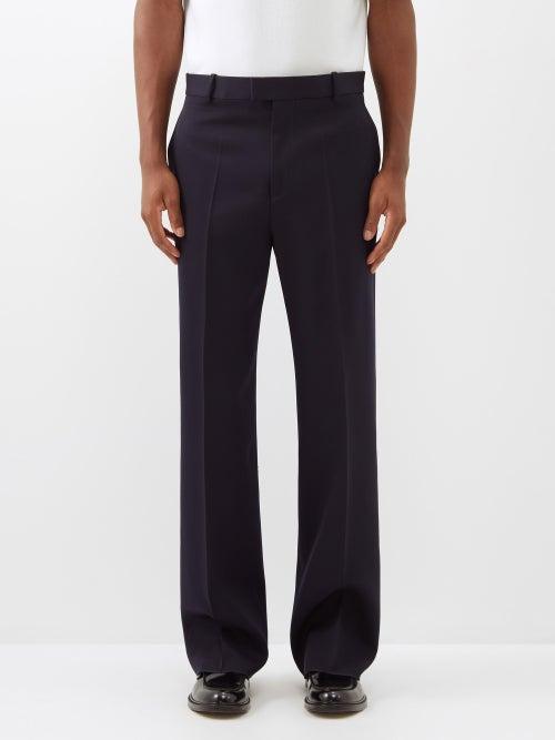 Bottega Veneta - Inverted-pocket Wool Grain-de-poudre Suit Trousers - Mens - Navy