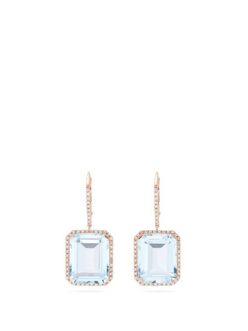 Matchesfashion.com Shay - Portrait Diamond & 18kt Rose Gold Earrings - Womens - Blue Gold
