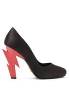 Matchesfashion.com Prada - Lightning Bolt Heel Satin Pumps - Womens - Black Red