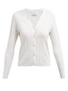 Matchesfashion.com Allude - Ribbed Knit Cotton And Silk Blend Cardigan - Womens - Ivory