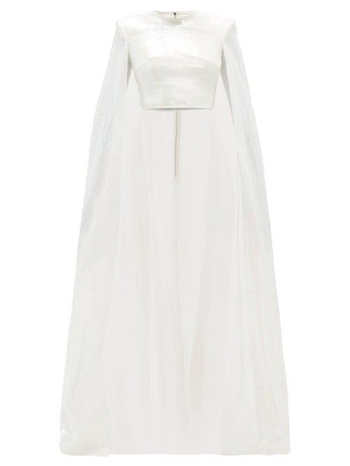 Matchesfashion.com David Koma - Sequinned Caped Top - Womens - White