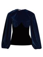 Emilia Wickstead Pandora Bi-colour Gathered Velvet Top