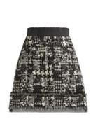 Matchesfashion.com Dolce & Gabbana - Houndstooth Tweed Mini Skirt - Womens - Black White