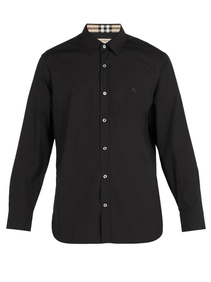 Burberry Logo-embroidered Cotton-blend Shirt