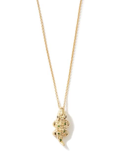 Matchesfashion.com Yvonne Lon - Crocodile Diamond, Tsavourite & Gold Necklace - Womens - Yellow Gold