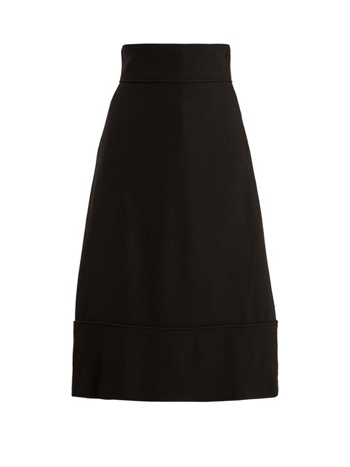 Goat A-line Wool-crepe Midi Skirt