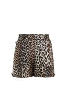 Matchesfashion.com Ganni - Cedar Leopard Print Linen Blend Shorts - Womens - Brown Multi
