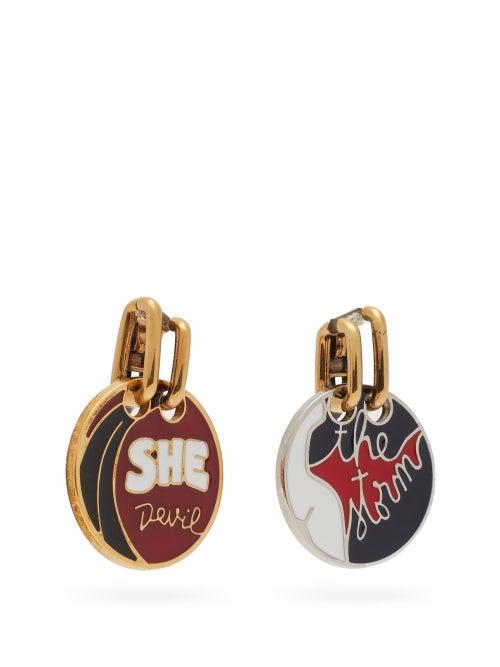 Matchesfashion.com Chlo - Franckie Mismatched Drop Clip Earrings - Womens - Gold