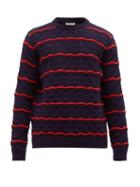 Matchesfashion.com President's - Wave Wool Knit Sweater - Mens - Blue