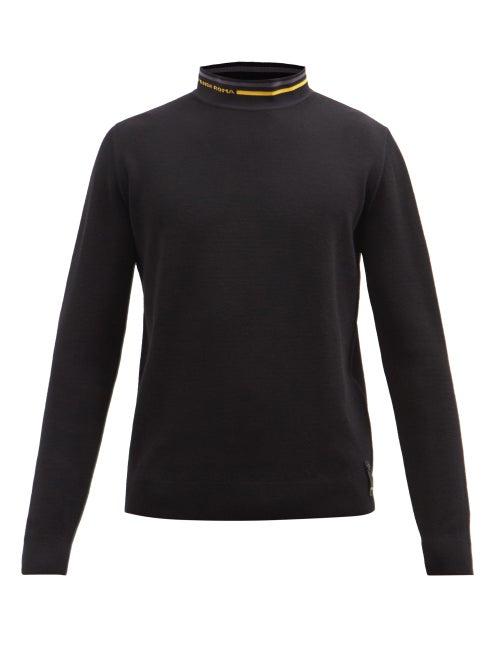 Fendi - Logo-collar Cotton-blend Sweater - Mens - Black