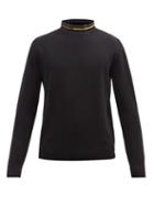 Fendi - Logo-collar Cotton-blend Sweater - Mens - Black