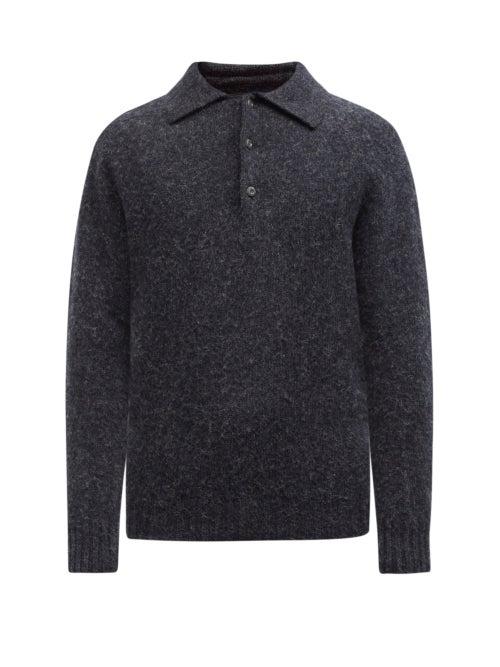 Howlin' - Ghost Point-collar Wool Sweater - Mens - Dark Grey
