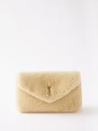 Saint Laurent - Puffer Small Ysl-logo Padded Shearling Pouch - Womens - Beige