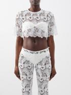 Dodo Bar Or - Martina Guipure-lace Cropped Top - Womens - White