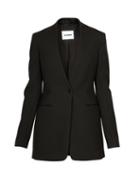 Jil Sander - Wrap-front Single-breasted Gabardine Blazer - Womens - Black