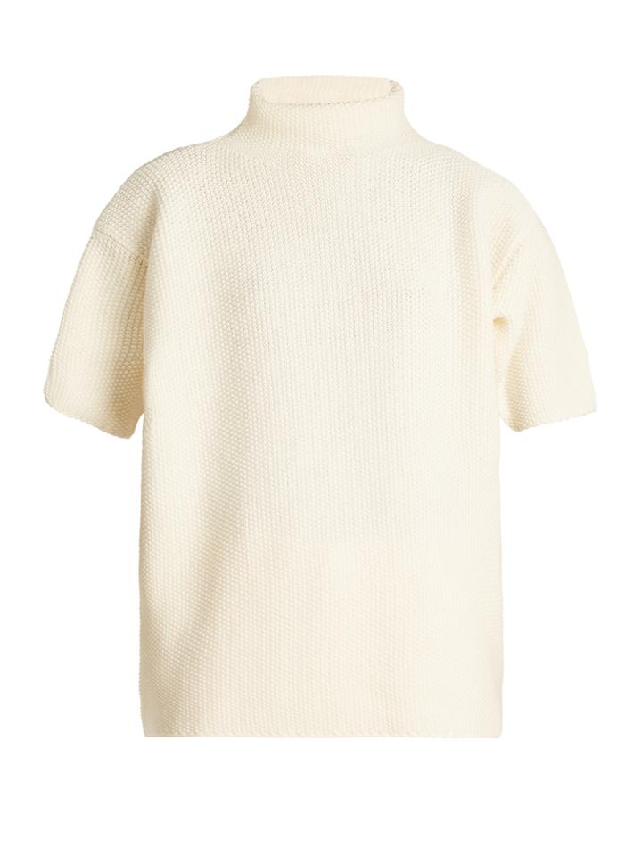 Connolly Mimi High-neck Wool And Linen-blend Top