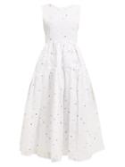 Matchesfashion.com Cecilie Bahnsen - Ruth Floral Beaded Cotton Organza Dress - Womens - White Multi